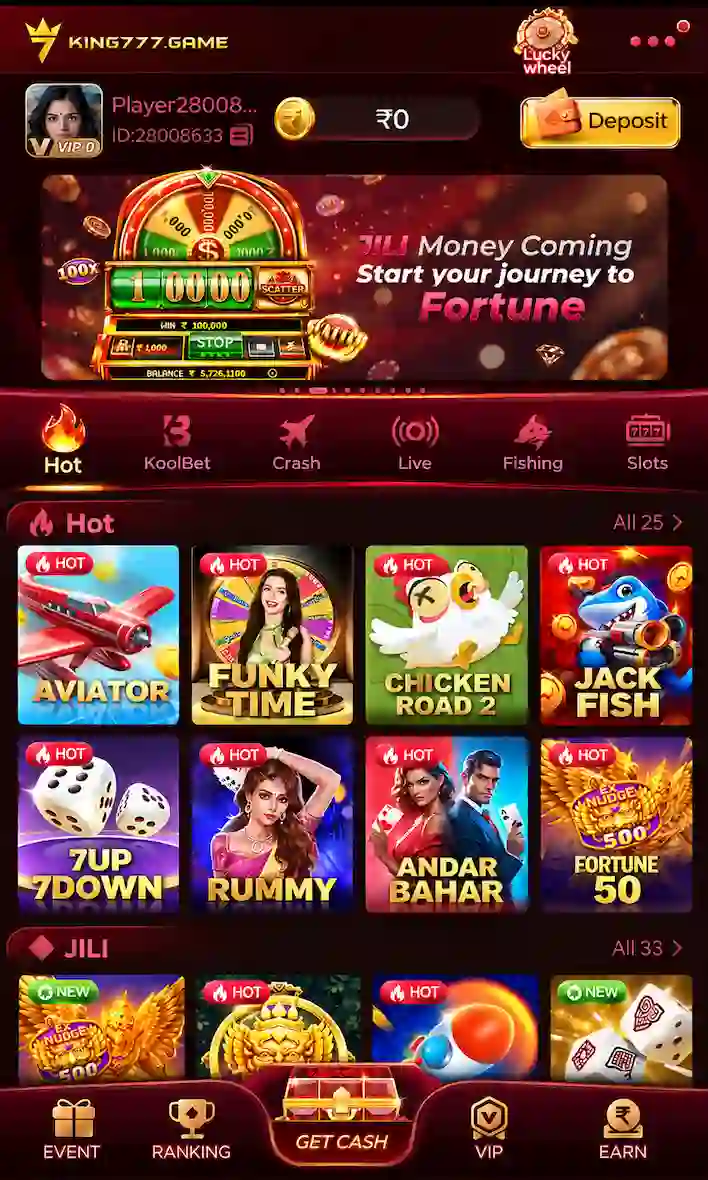 King777 Game lobby screenshot